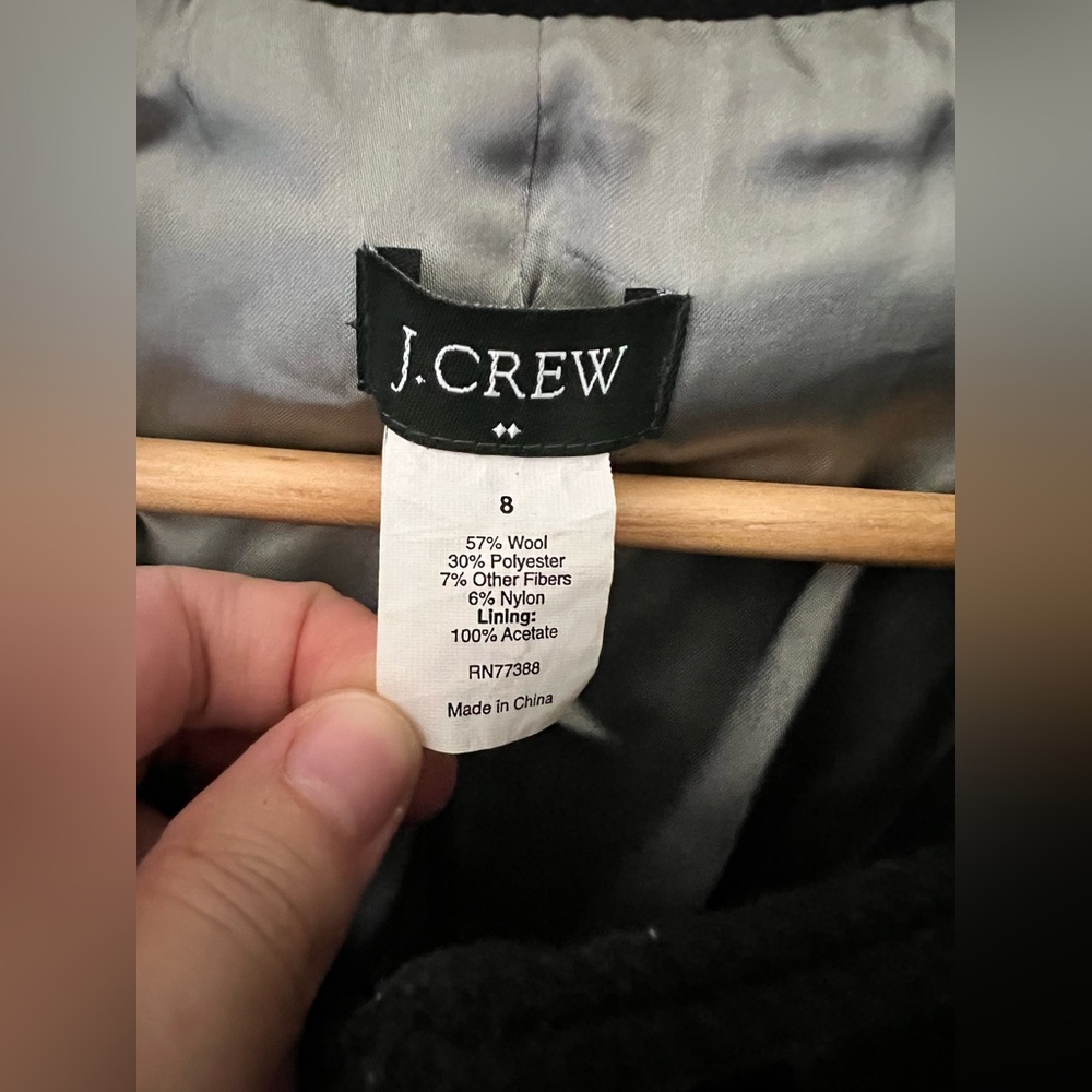 Women’s J. Crew Black Wool Coat Size 8 - Picture 2 of 6